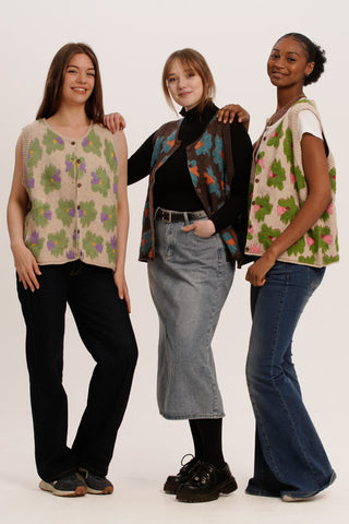 Wild Petal Trio – Nature-Inspired Knit Vest Set (3-Pack)