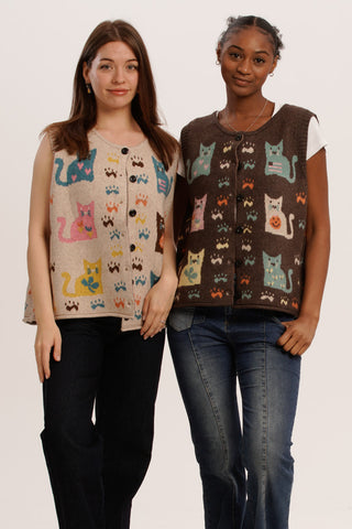 Nine Lives Duo – Retro Cat Knit Vest Bundle
