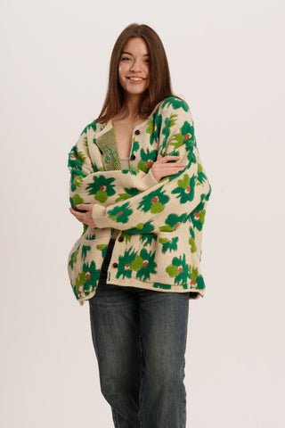 Green Flower Cardigan