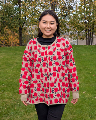 Crimson Charm Cardigan